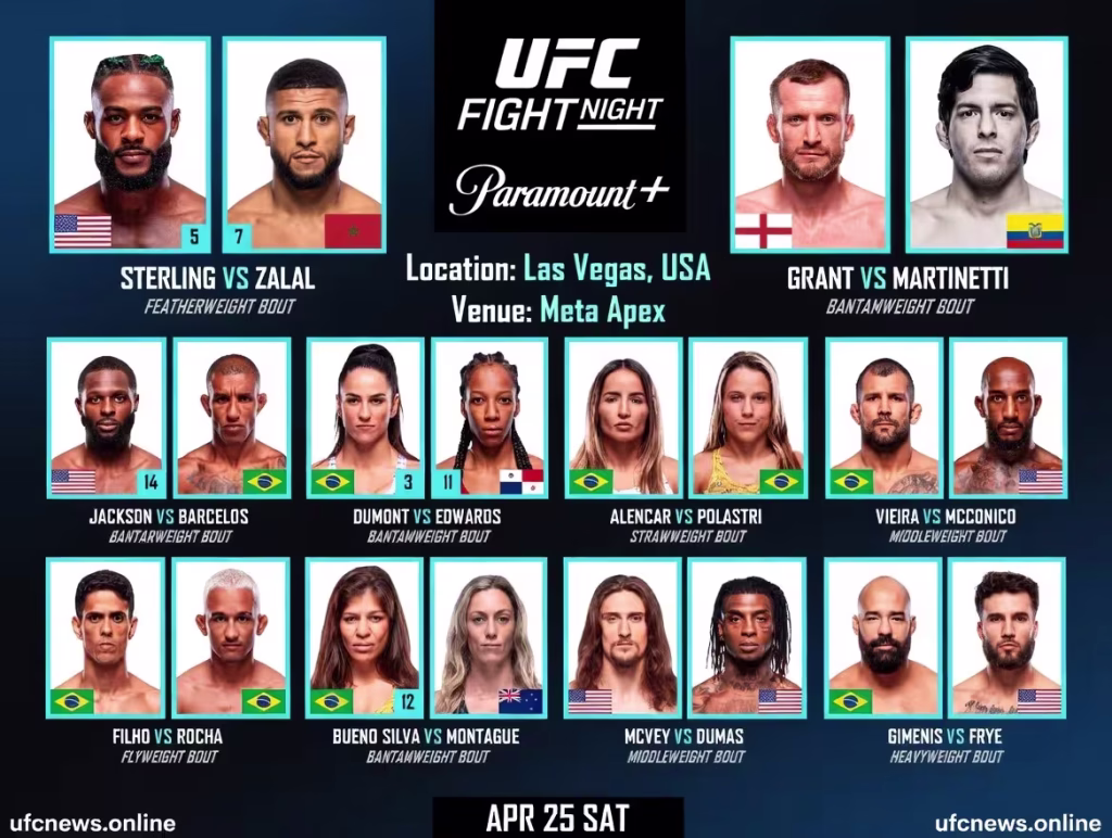 UFC Fight Night Sterling vs. Zalal Full Card
